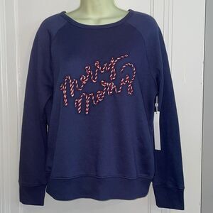 NWT‎ Caslon navy blue cotton/polyester “Merry Merry” Christmas sweatshirt